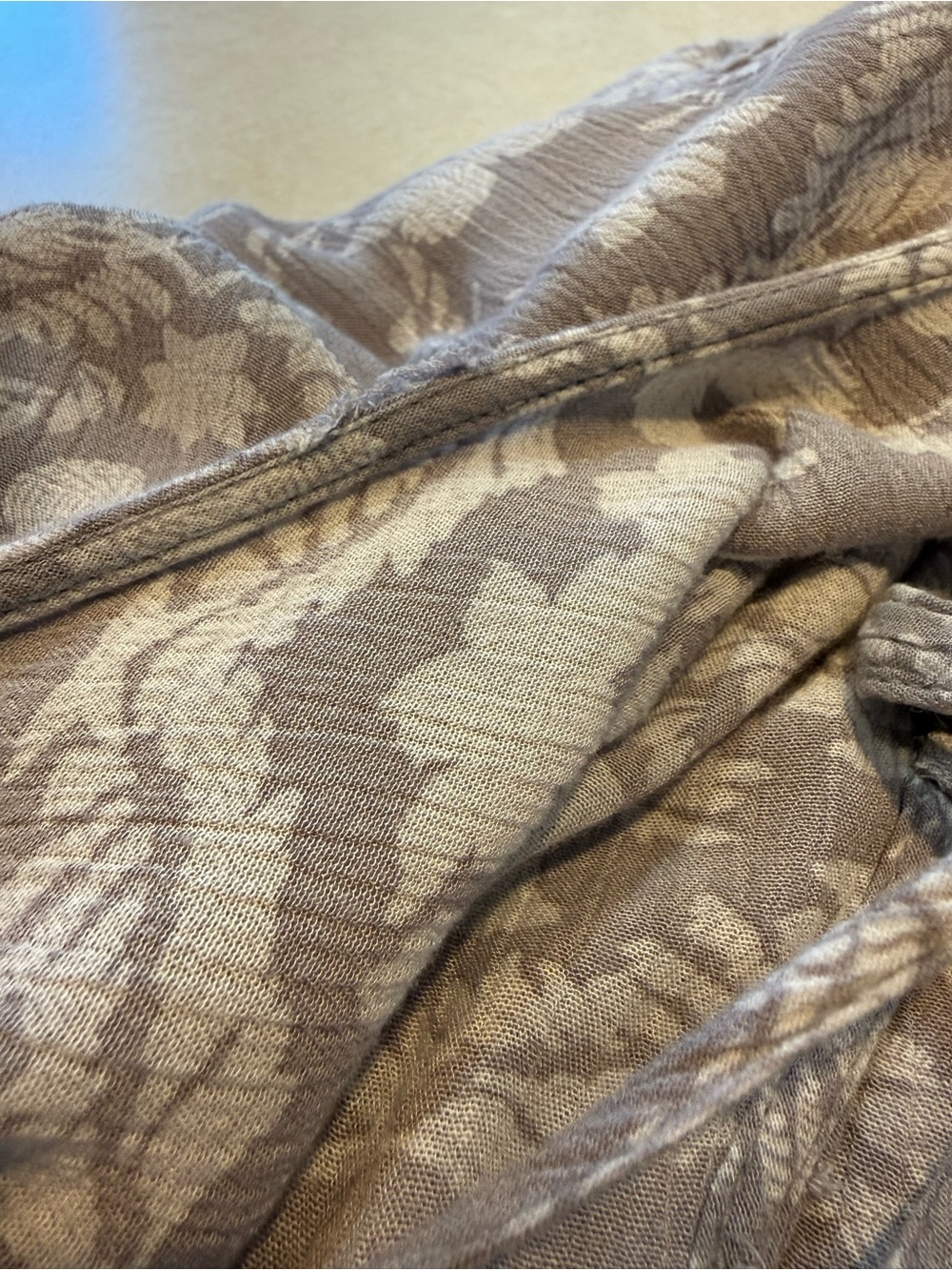 Maurices Taupe Floral Lace-Trim Flowing Scoop Neck Tunic - Picture 4 of 5